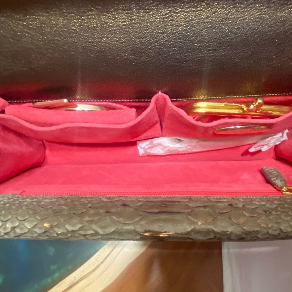 Judith Leiber Limited Edition Authentic Python Rare Double Flap Python Handbag - Picture 6 of 13